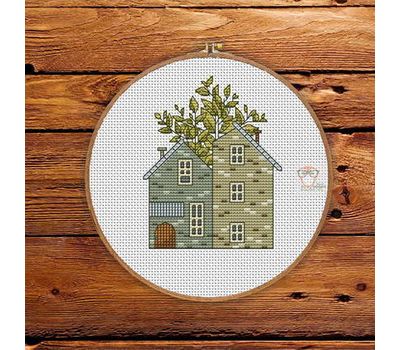 Spring houses cross stitch pattern