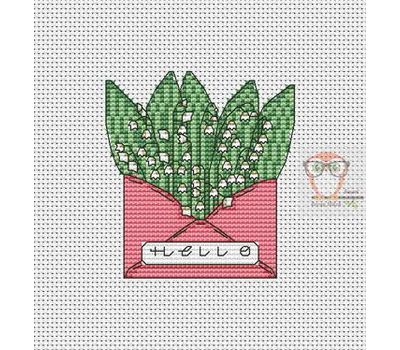 Lilies of the valley with  cross stitch chart