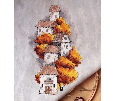 Autumn Houses cross stitch design