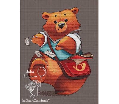 Postman Bear Cross stitch chart