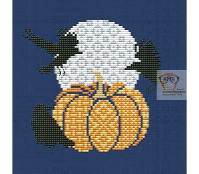Ravens and Pumpkin cross stitch design