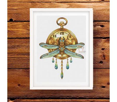 Time to fly - Dragonfly cross stitch pattern