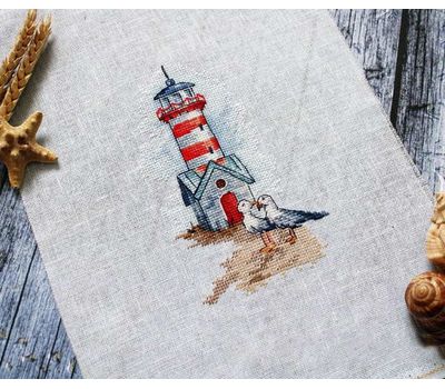 Lighthouse and Seagulls cross stitch design