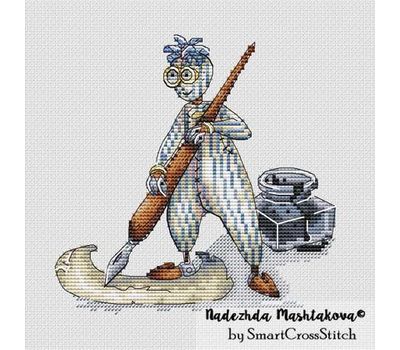 Man with fountain pen cross stitch chart