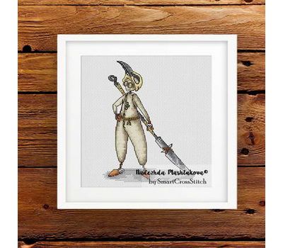 Man with glaive cross stitch pattern