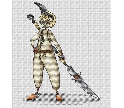 Man with glaive cross stitch chart