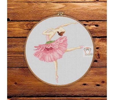 Pink Floral Ballerina cross stitch pattern