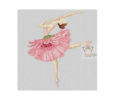 Pink Floral Ballerina cross stitch chart