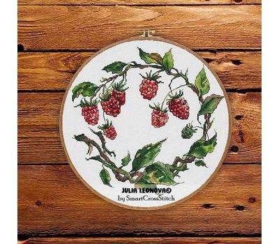 Raspberry Wreath cross stitch pattern