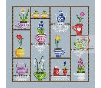 Flower Shelf cross stitch chart