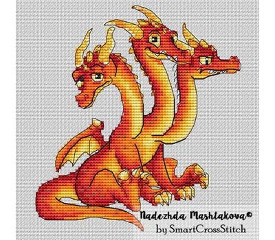 Three Headed Dragon cross stitch pattern