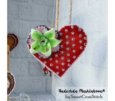 Vintage Red Heart cross stitch pattern