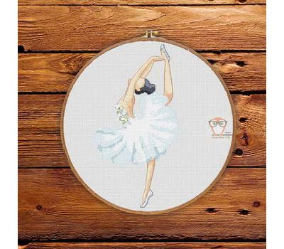 White Floral Ballerina cross stitch pattern
