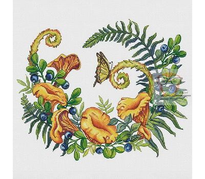Chanterelle Mushrooms Wreath cross stitch chart