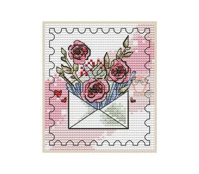 Stamp #3 Envelope with Flowers cross stitch chart
