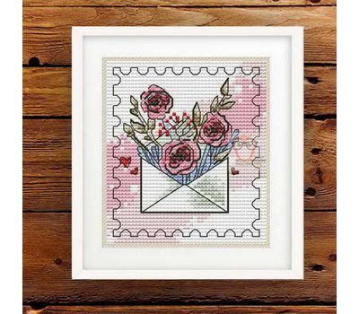 Stamp #3 Envelope with Flowers cross stitch pattern