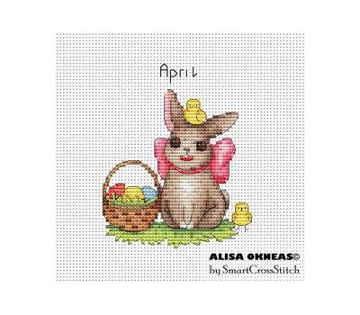 April - Bunnies Calendar cross stitch