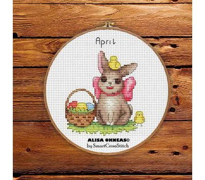 April - Bunnies Calendar cross stitch pattern