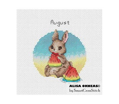 August - Bunnies Calendar cross stitch