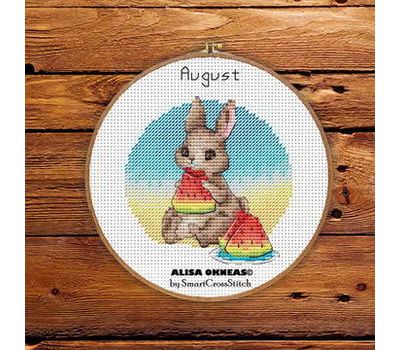 August - Bunnies Calendar cross stitch pattern