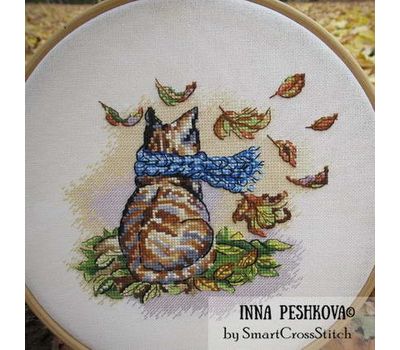 Autumn Cat cross stitch design