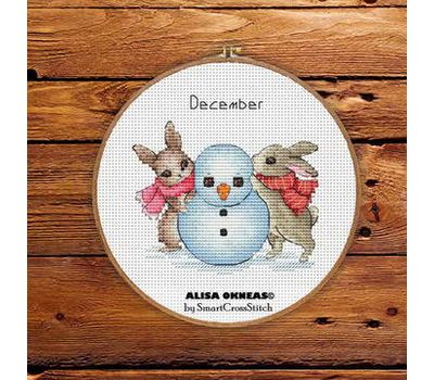 December - Bunnies Calendar cross stitch pattern
