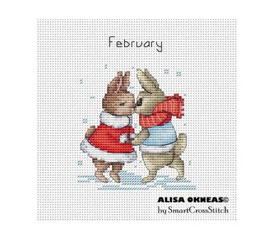 February - Bunnies Calendar cross stitch