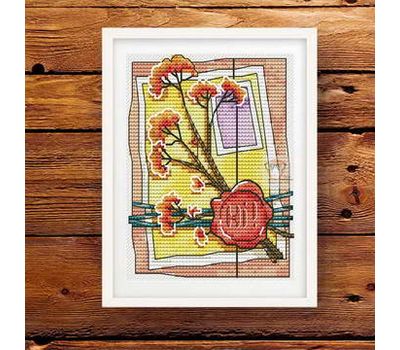 Stamp Card with flowers cross stitch pattern