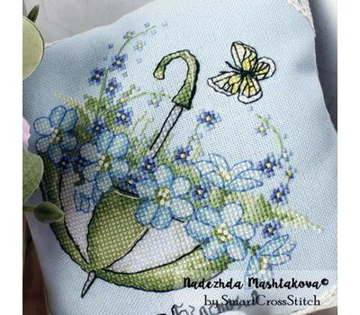 Forget-me-not Umbrella cross stitch pattern