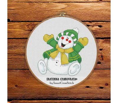 Green Snowman Free cross stitch pattern