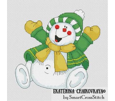 Green Snowman Free cross stitch chart