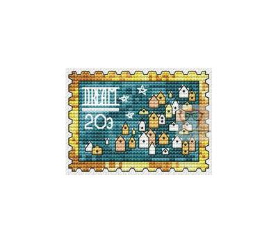 Stamp with houses cross stitch