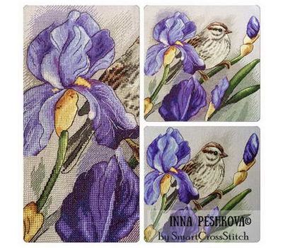 Irises and Bird cross stitch