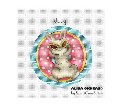 July - Bunnies Calendar cross stitch