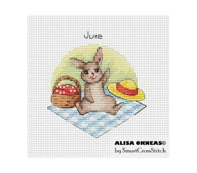June - Bunnies Calendar cross stitch