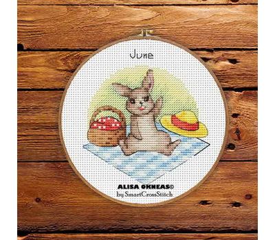 June - Bunnies Calendar cross stitch pattern