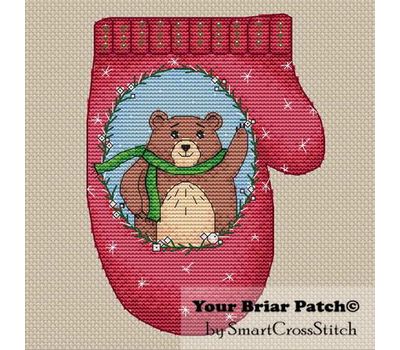 Xmas Bear Mitten cross stitch