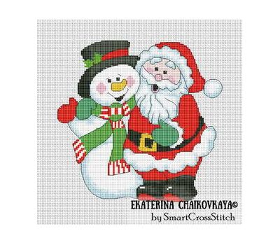 Santa and snowman Free cross stitch chart