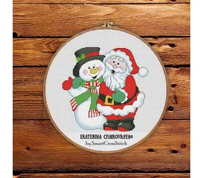 Santa and snowman Free cross stitch pattern