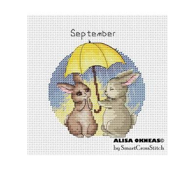 September - Bunnies Calendar cross stitch