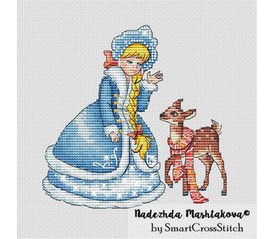 Snow Maiden with Deer cross stitch