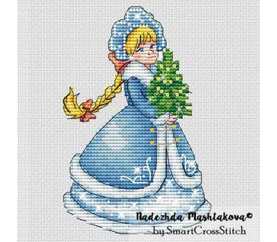 Snow Maiden with Xmas tree cross stitch