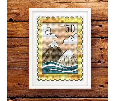 Stamp Mountains cross stitch pattern