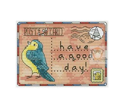 Stamp Card with bird cross stitch chart