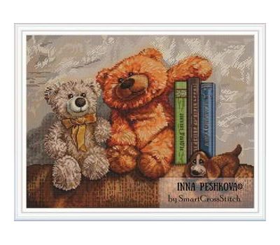 Teddy Bears on the couch cross stitch pattern