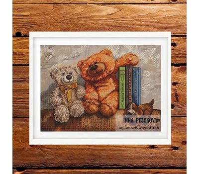 Teddy Bears on the couch cross stitch