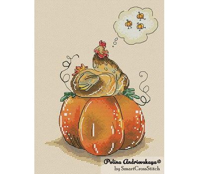 Chicken and pumpkin cross stitch