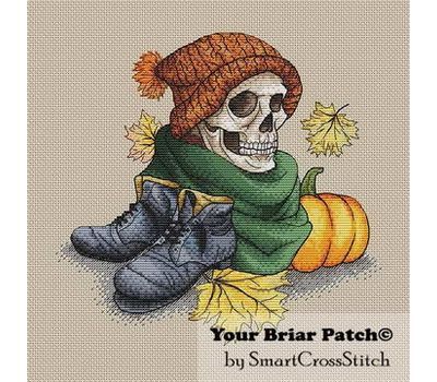 Autumn Skull cross stitch design