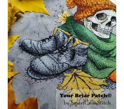 Autumn Skull cross stitch design
