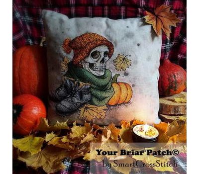 Autumn Skull Pillow cross stitch